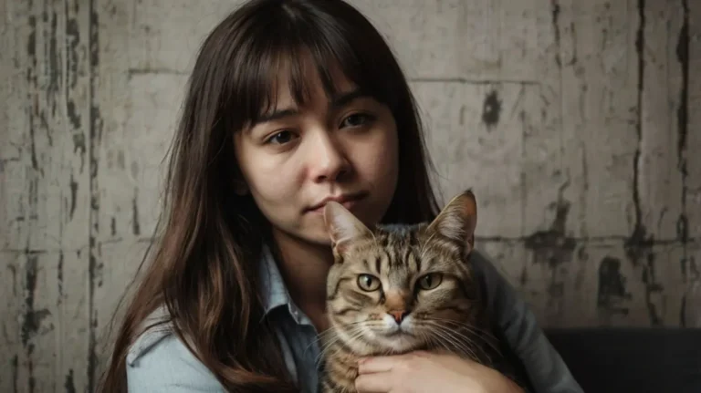 A concerned cat searching for its sad owner